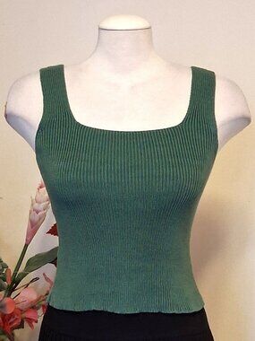 Kroshetta High Quality Knitwear Tank Top Stretchy Green Camisole 10